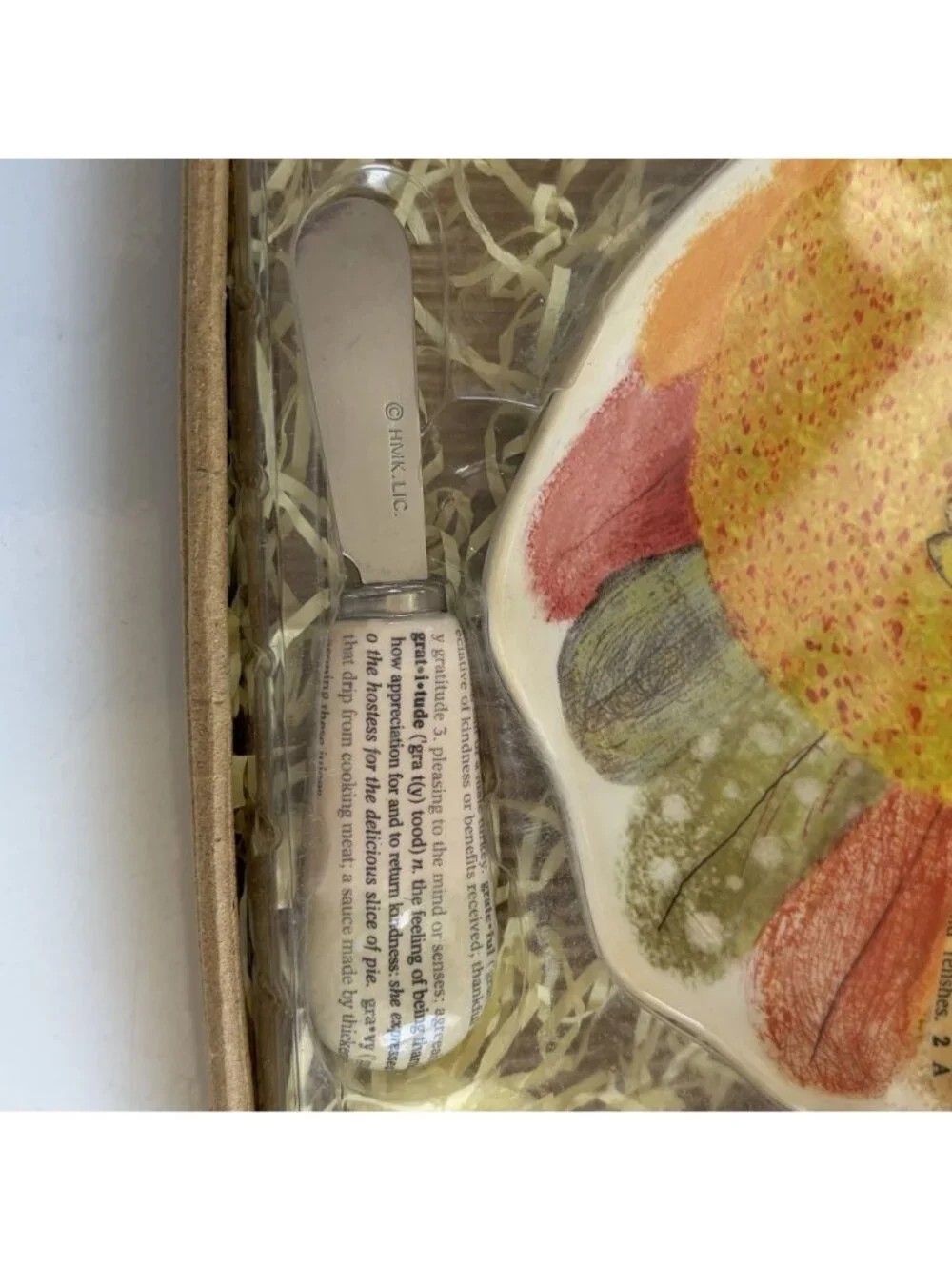Hallmark Thanksgiving Turkey Serving Dish Spreader Set Ceramic NEW Fall Colors